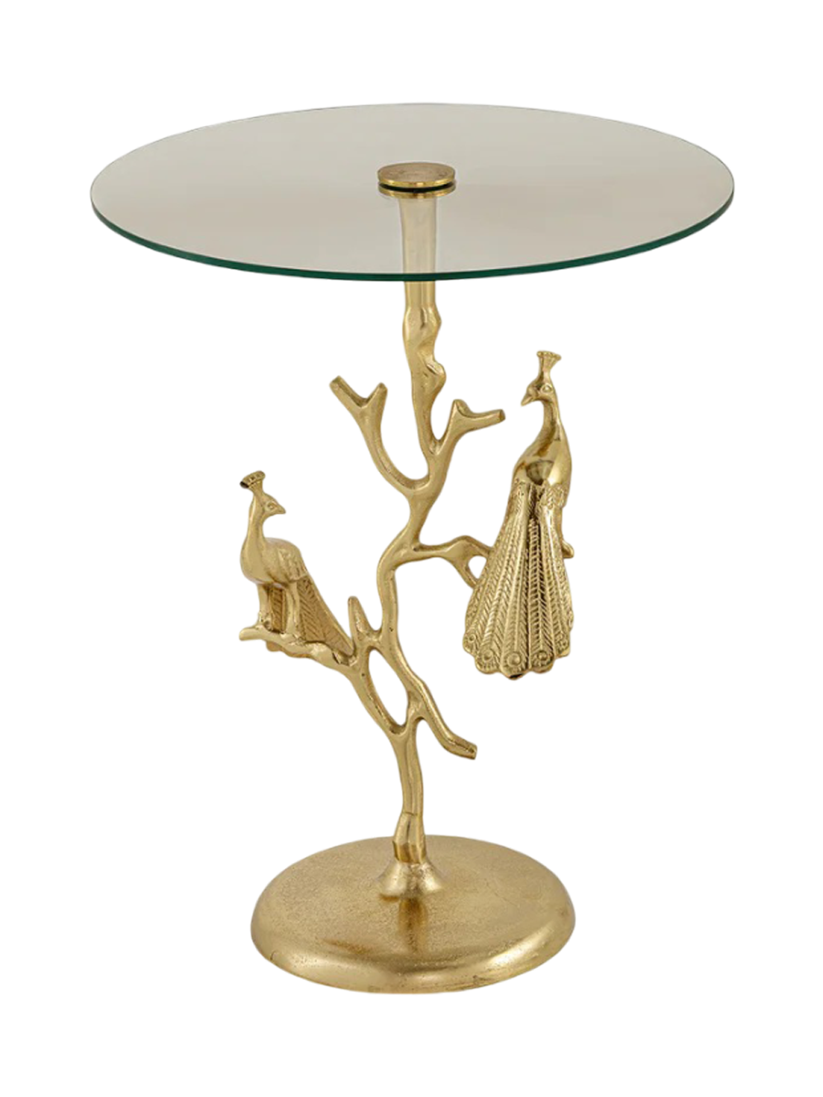 
Designer Side Table "Wildlife Peacock II"