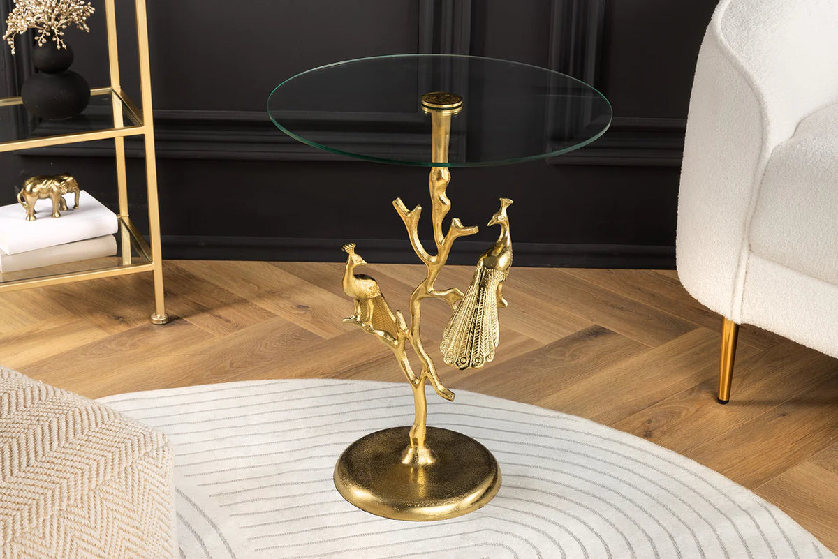 
Designer Side Table "Wildlife Peacock II"