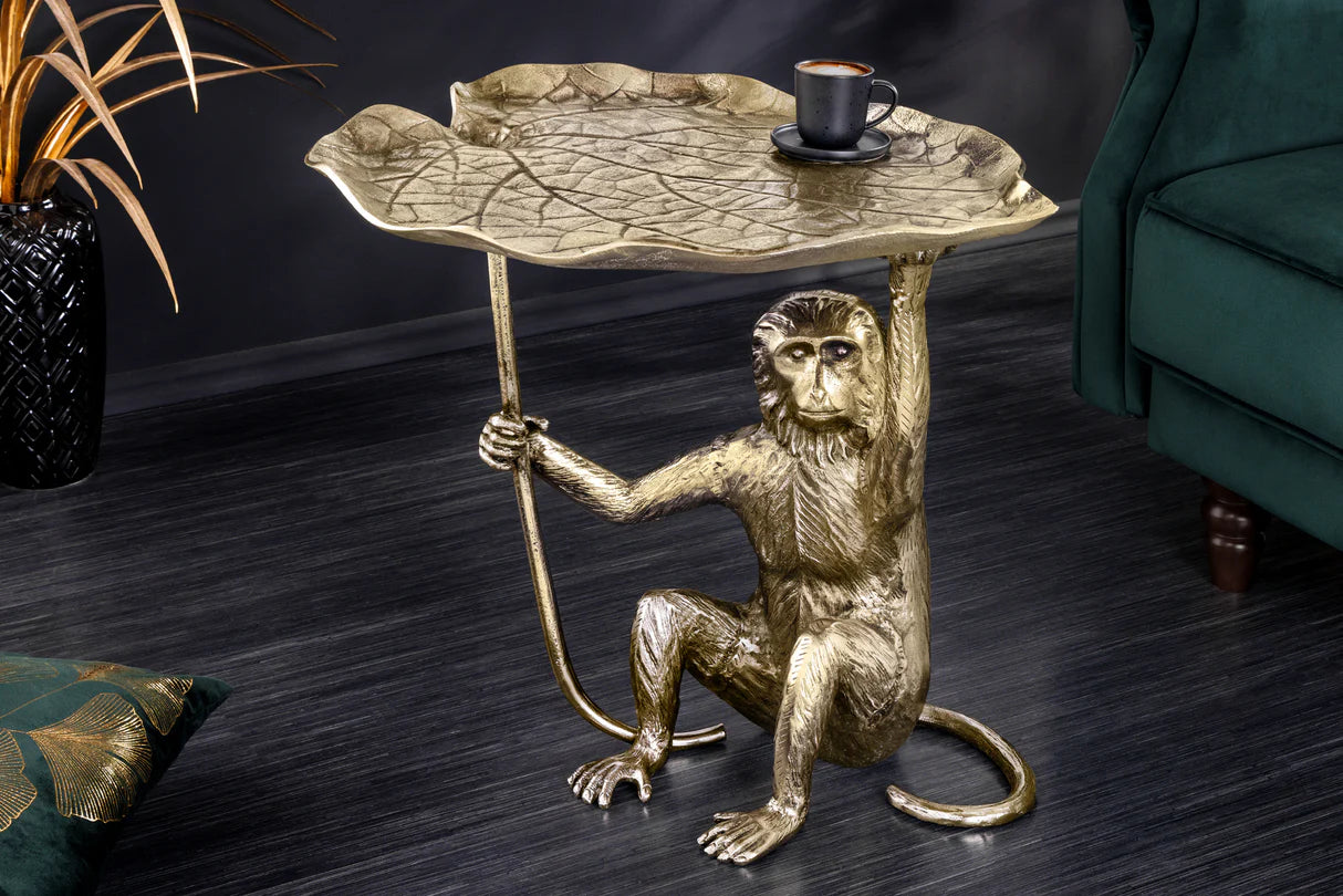 
Designer Side Table "Wildlife Monkey" - Gold