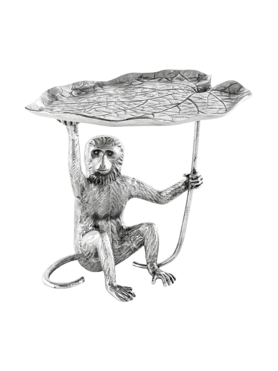 
Designer Side Table "Wildlife Monkey" - Silver