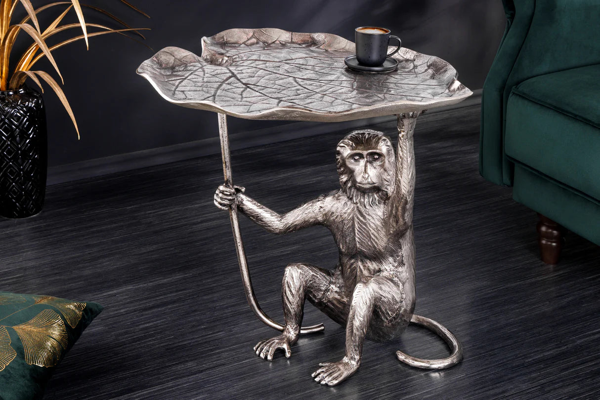 
Designer Side Table "Wildlife Monkey" - Silver