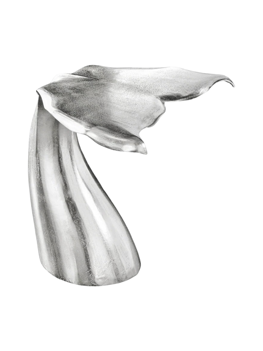 
Designer Side Table "Wildlife Whale Fin" - Silver