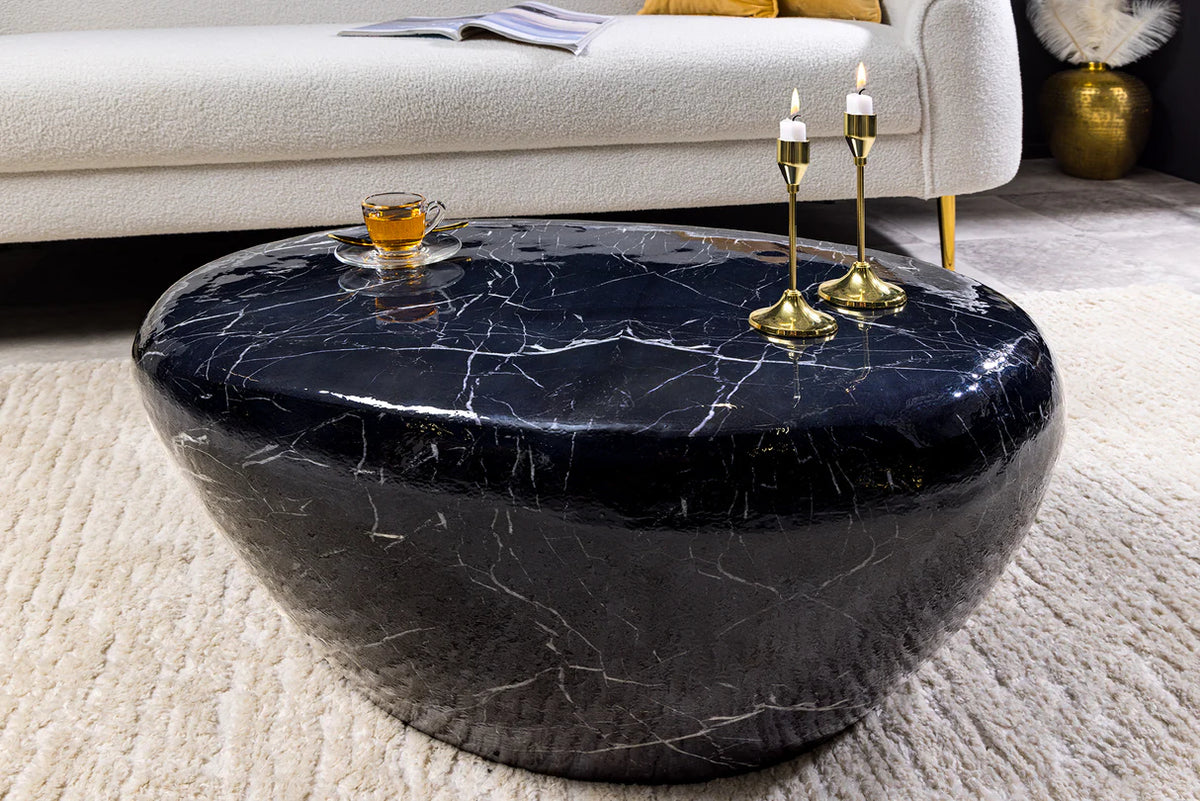 
Tavolino da salotto di design „Stone“ - Aspetto marmo Nero