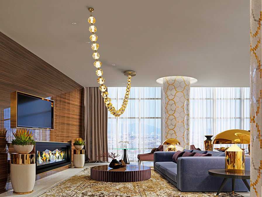 
LED designer pendant light “Zaria” - Bronze/Amber / 29 Light points