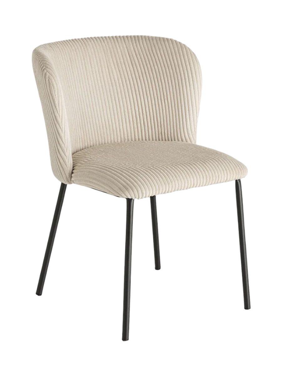 
Sedia da pranzo di design “Lyon” - Rivestimento in velluto a coste Beige