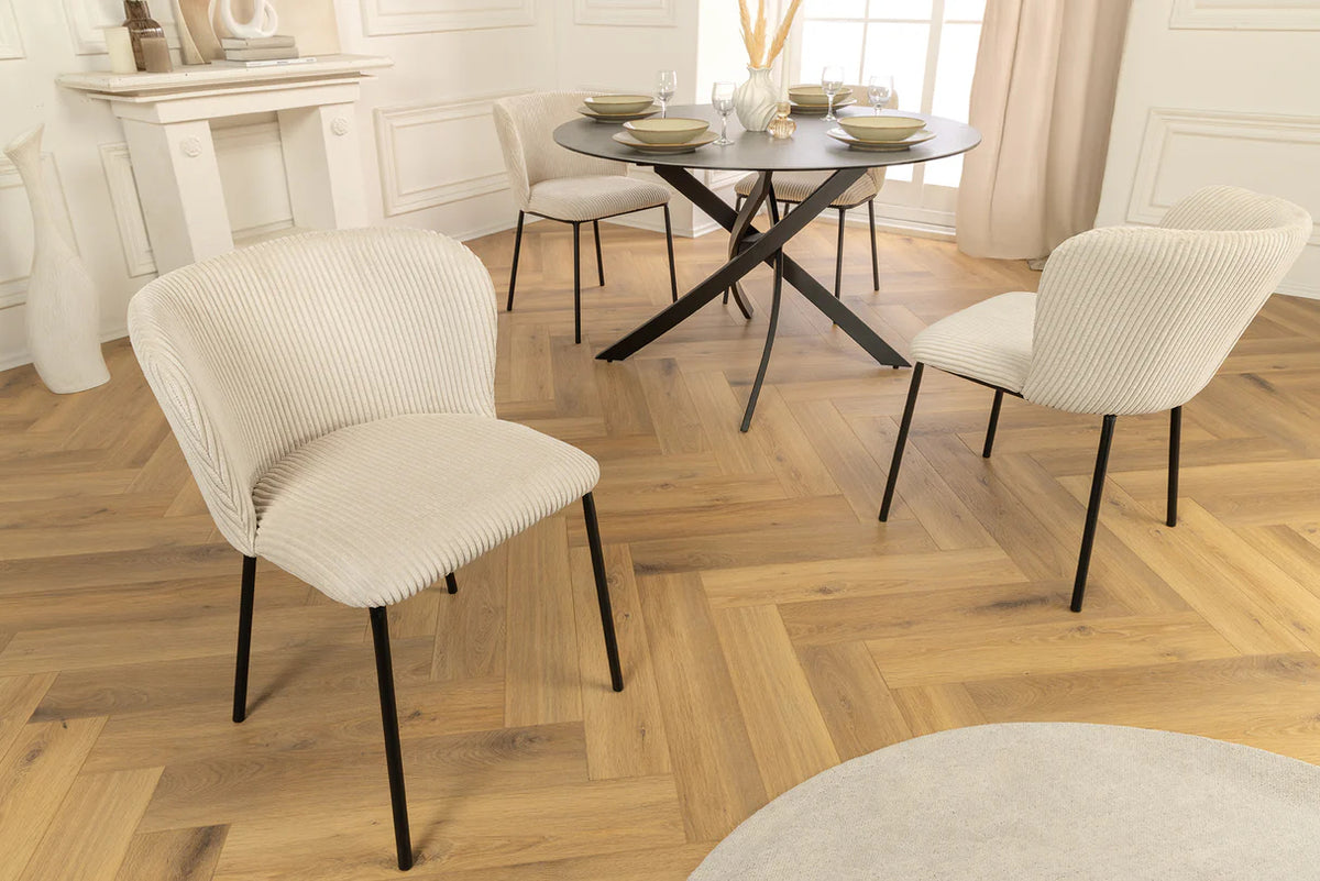 
Sedia da pranzo di design “Lyon” - Rivestimento in velluto a coste Beige