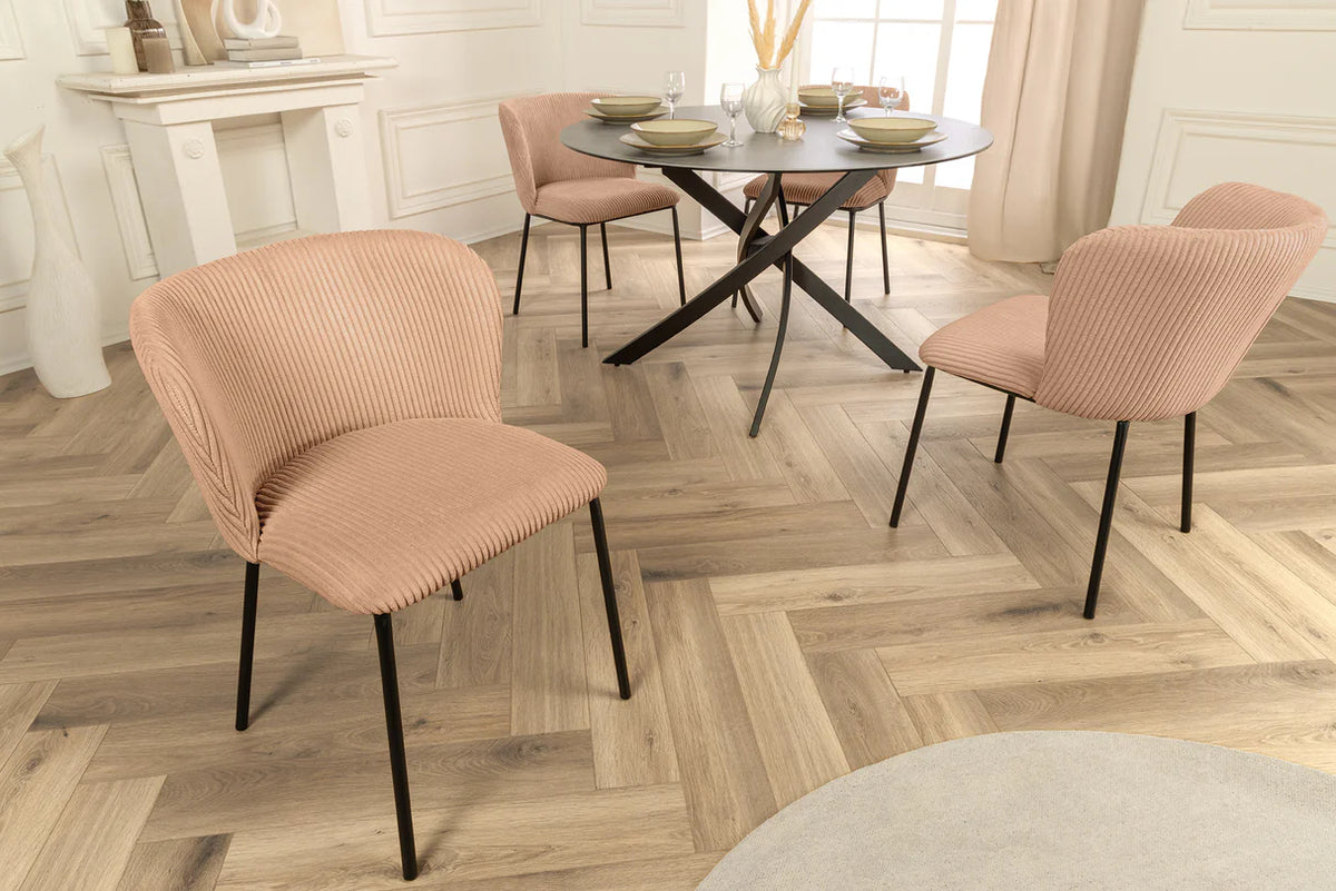 
Sedia da pranzo di design “Lyon” - Rivestimento in velluto a coste Rosa