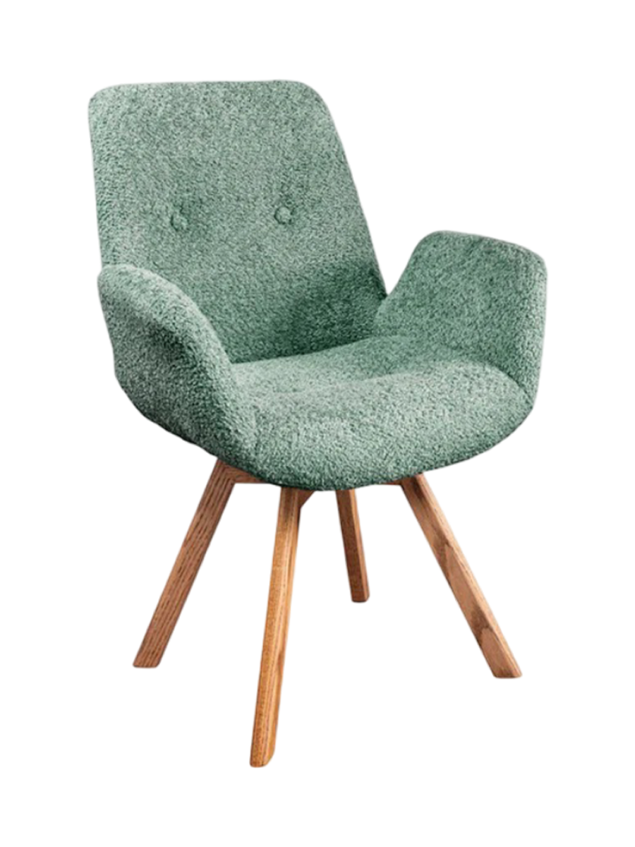 
Poltroncina girevole a 360° con braccioli „Baltico“ - Bouclé Menta