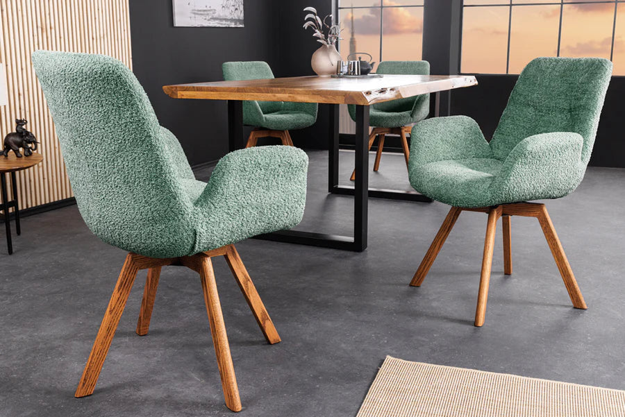 
Poltroncina girevole a 360° con braccioli „Baltico“ - Bouclé Menta