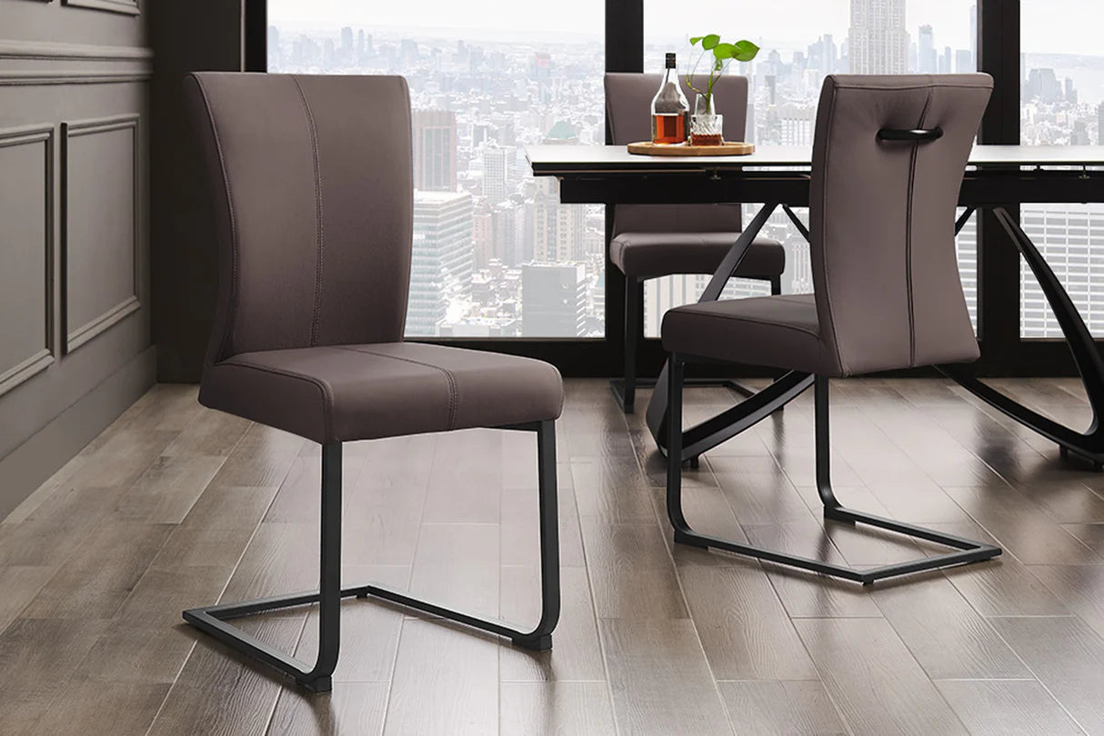 
Chaise design cantilever en cuir véritable « Cantil » - Taupe/Gris