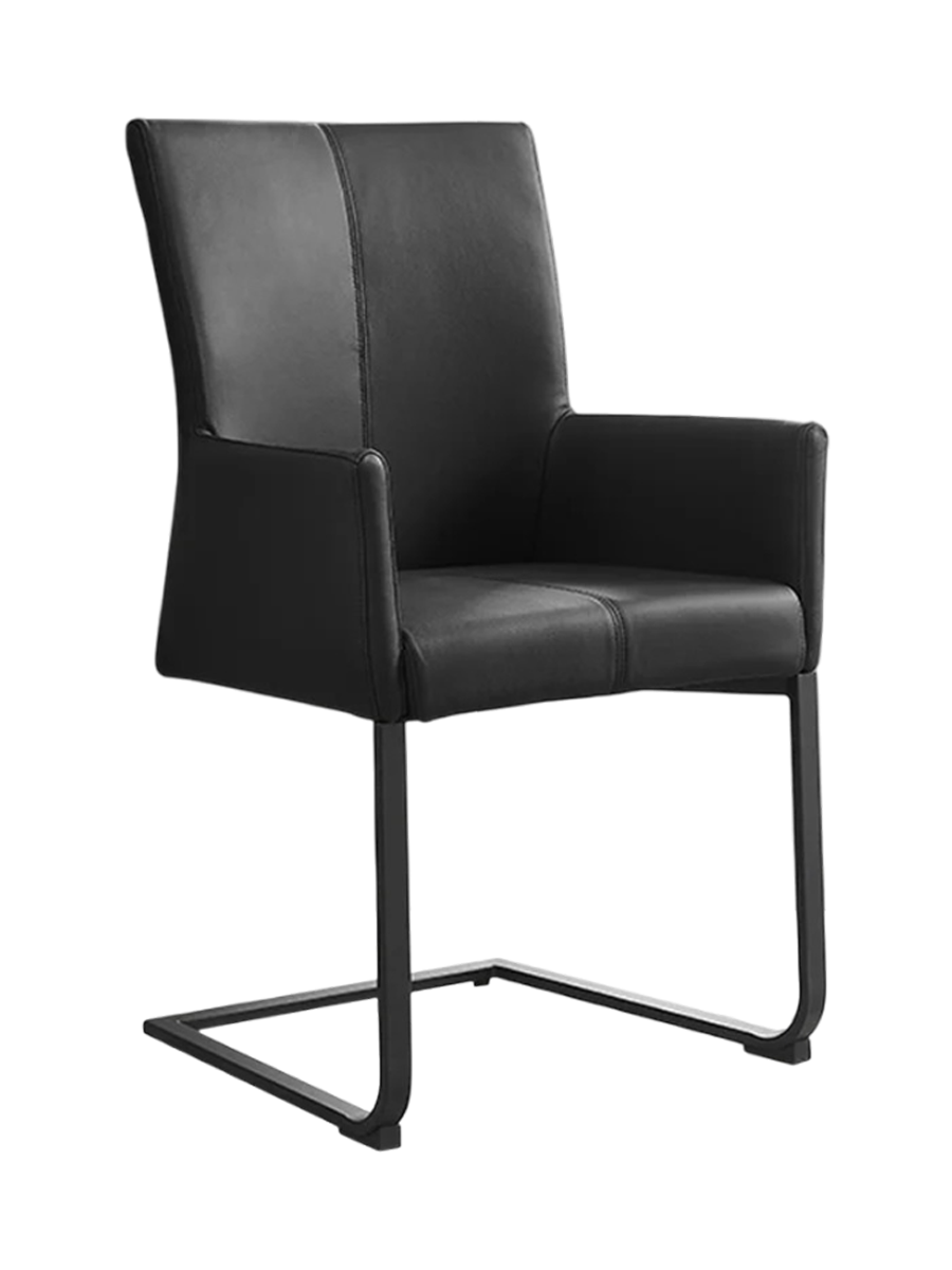 
Chaise cantilever design « Cantil » en cuir véritable avec accoudoirs - Noir