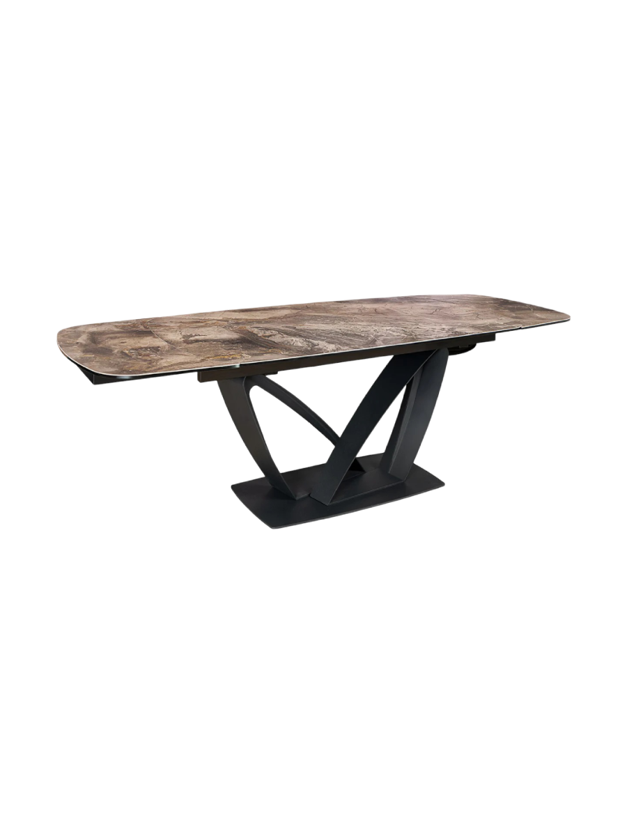 
Tavolo da pranzo allungabile di design „Papillone“ in ceramica 180-220-260 x 100 cm - Effetto marmo Taupe