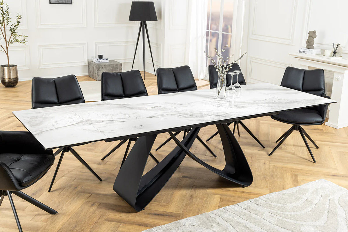 
Tavolo da pranzo allungabile di design „Butterfly“ in ceramica 180-220-260 x 100 cm - Effetto marmo Bianco