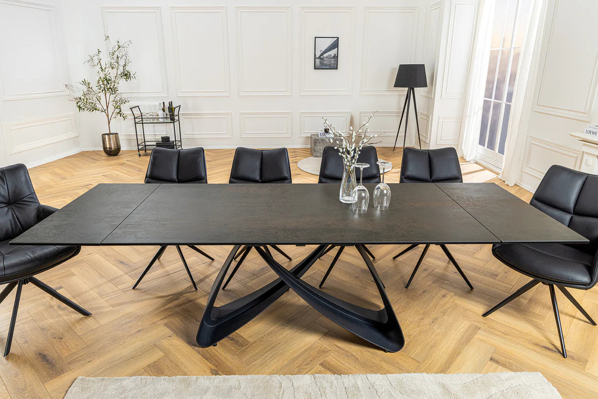 
Tavolo da pranzo allungabile di design „Butterfly“ in ceramica 180-220-260 x 100 cm - Aspetto marmo Rust Black