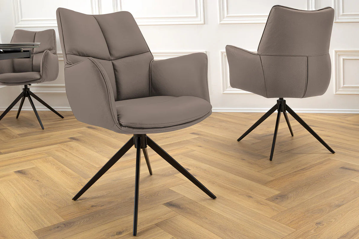 
Sedia di design girevole a 360° in vera pelle “Papillon” con braccioli - Talpa