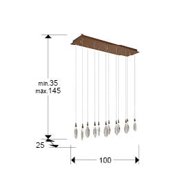 
Suspension design à LED « Lagrimas » avec télécommande, 12 lumières