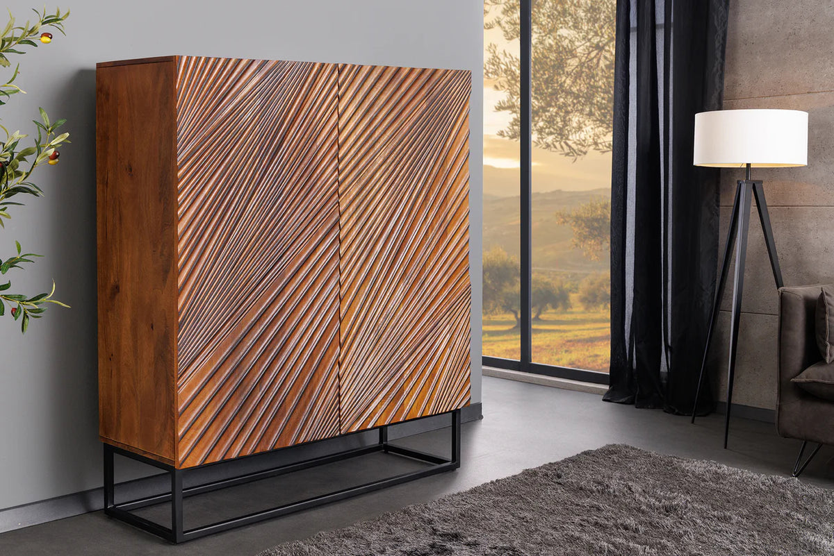
Massivholz Design Highboard „Line Art“