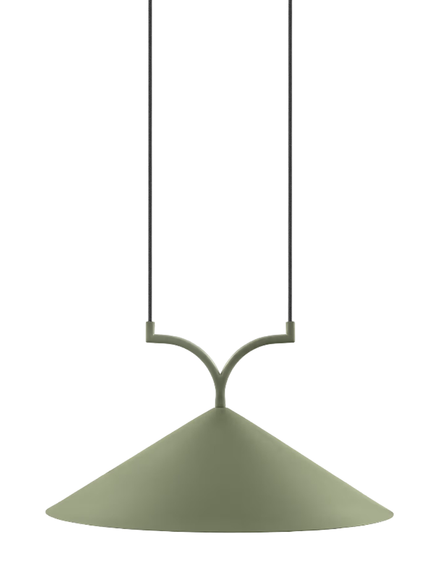 
Design Pendellampe „Curve“ Ø 50 cm - Moosgrün