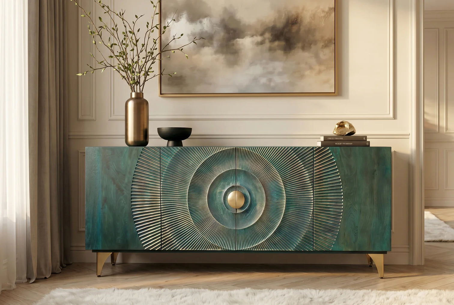 
Grand buffet en bois massif "Brilliant Sunset" - Turquoise