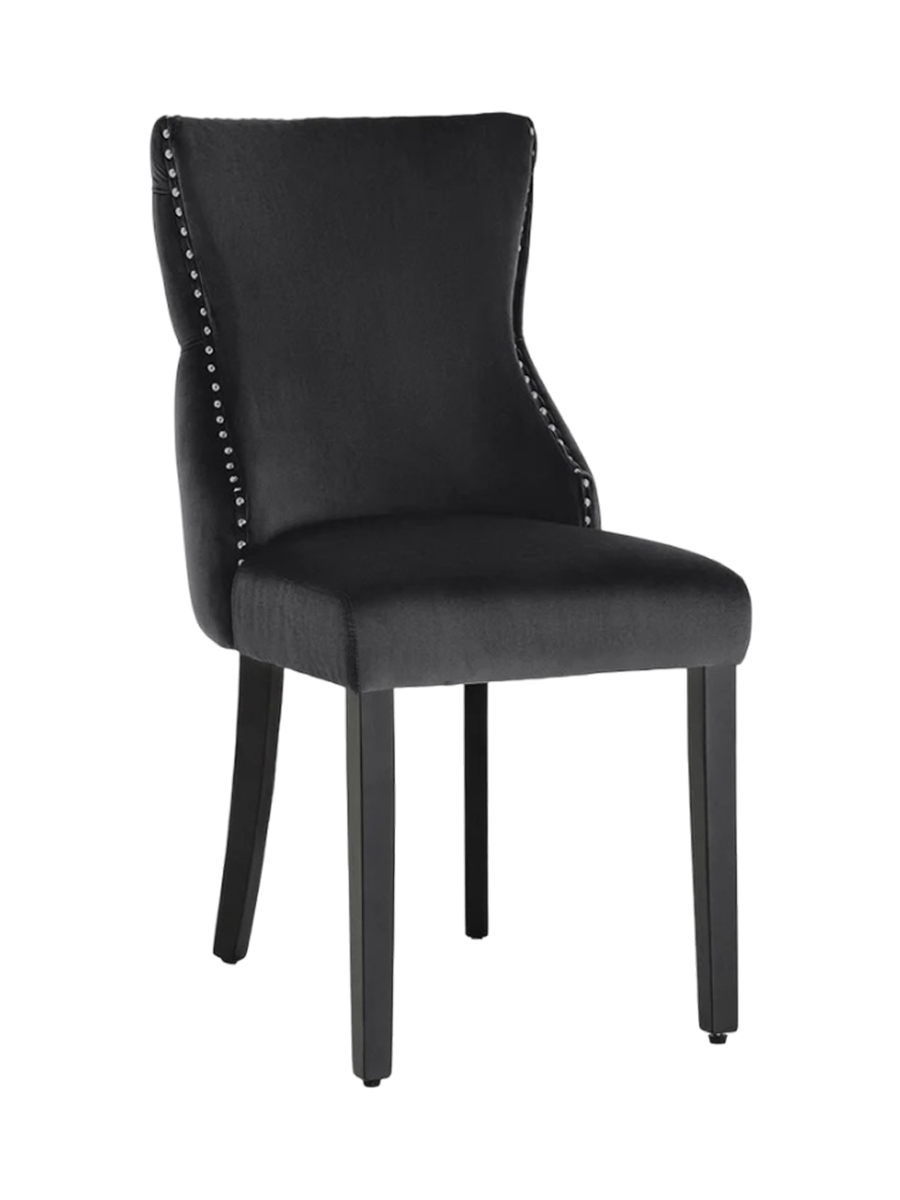 
"Castle" Designer Dining Chair with Lion Head - Black