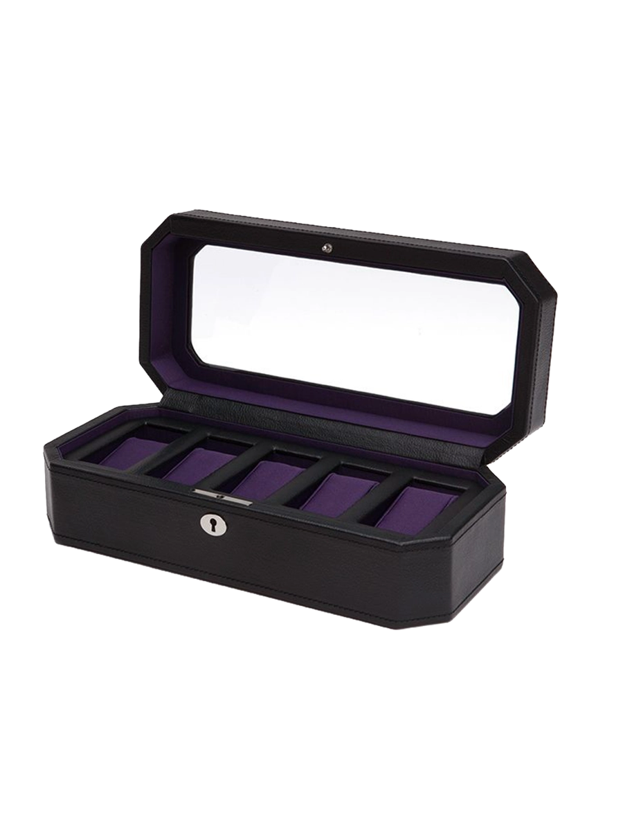 
Boîte à montres « Windsor » pour 5 montres-bracelets - Noir / Violet
