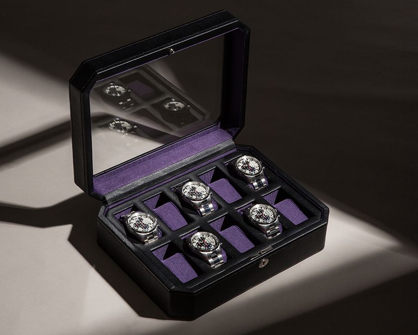 
Boîte à montres « Windsor » pour 10 montres-bracelets - Noir / Violet