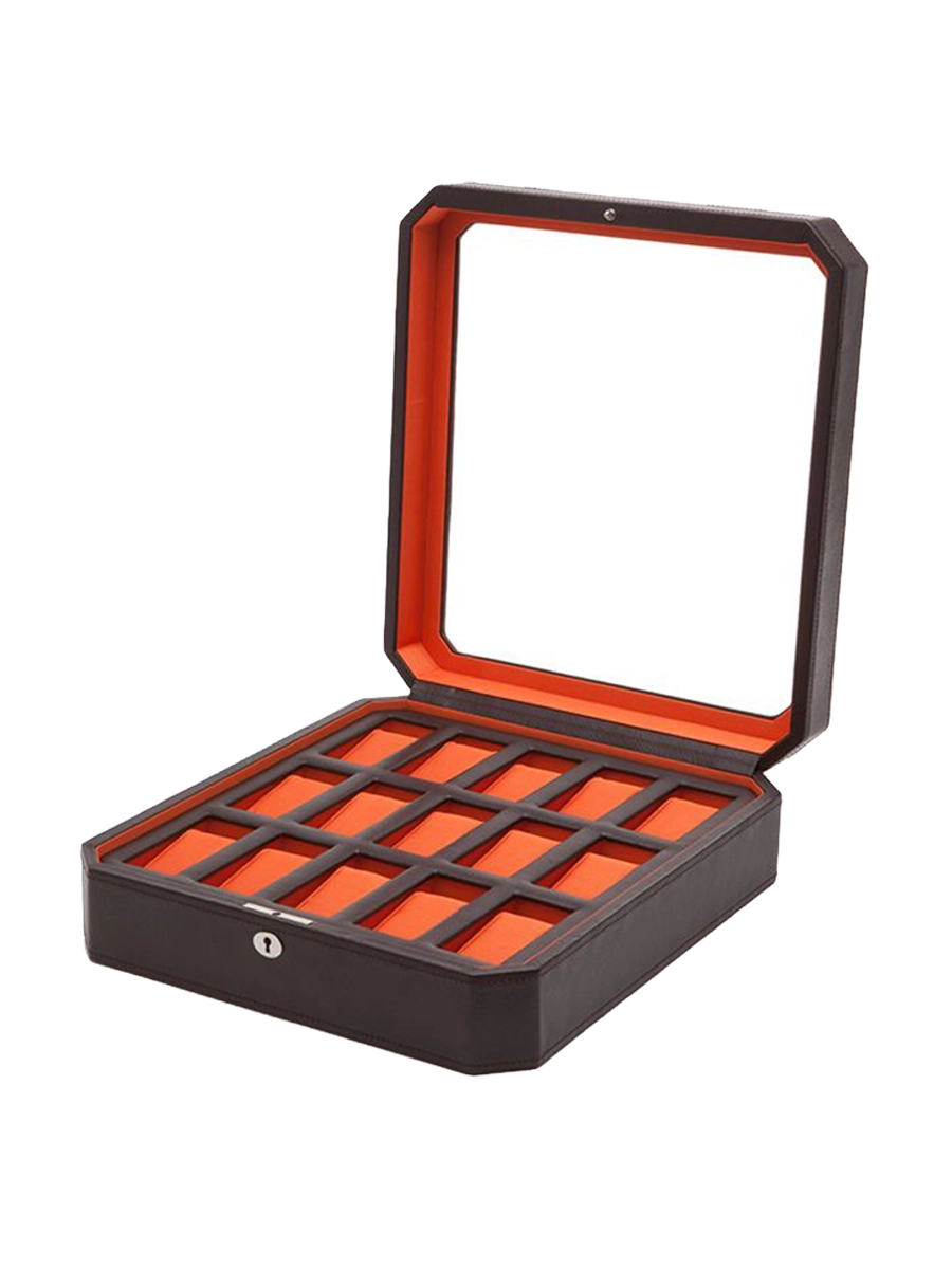 
Boîte à montres « Windsor » pour 15 montres-bracelets avec espace de rangement supplémentaire - Brun / Orange
