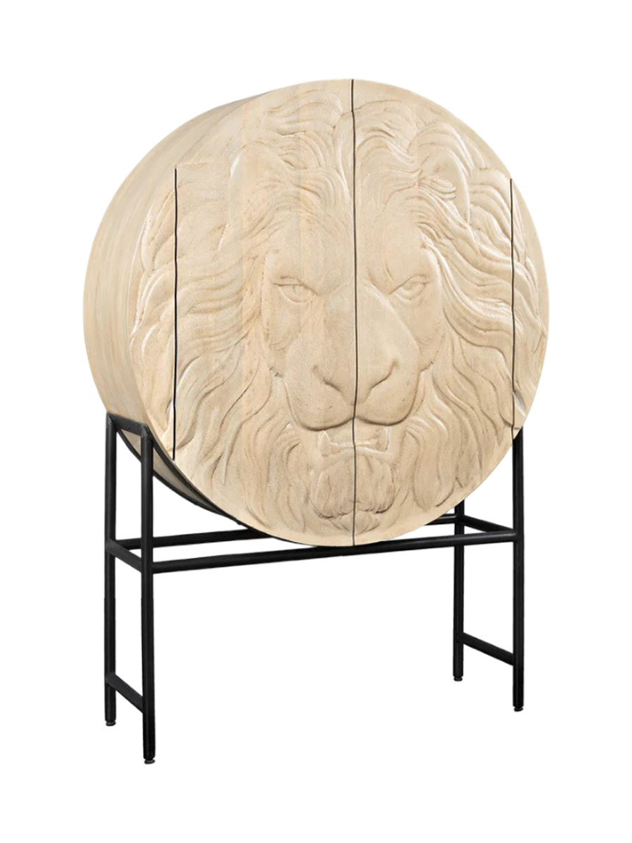 
Grosses, massives Design Hihgboard „Lion“ - Natural / Schwarz