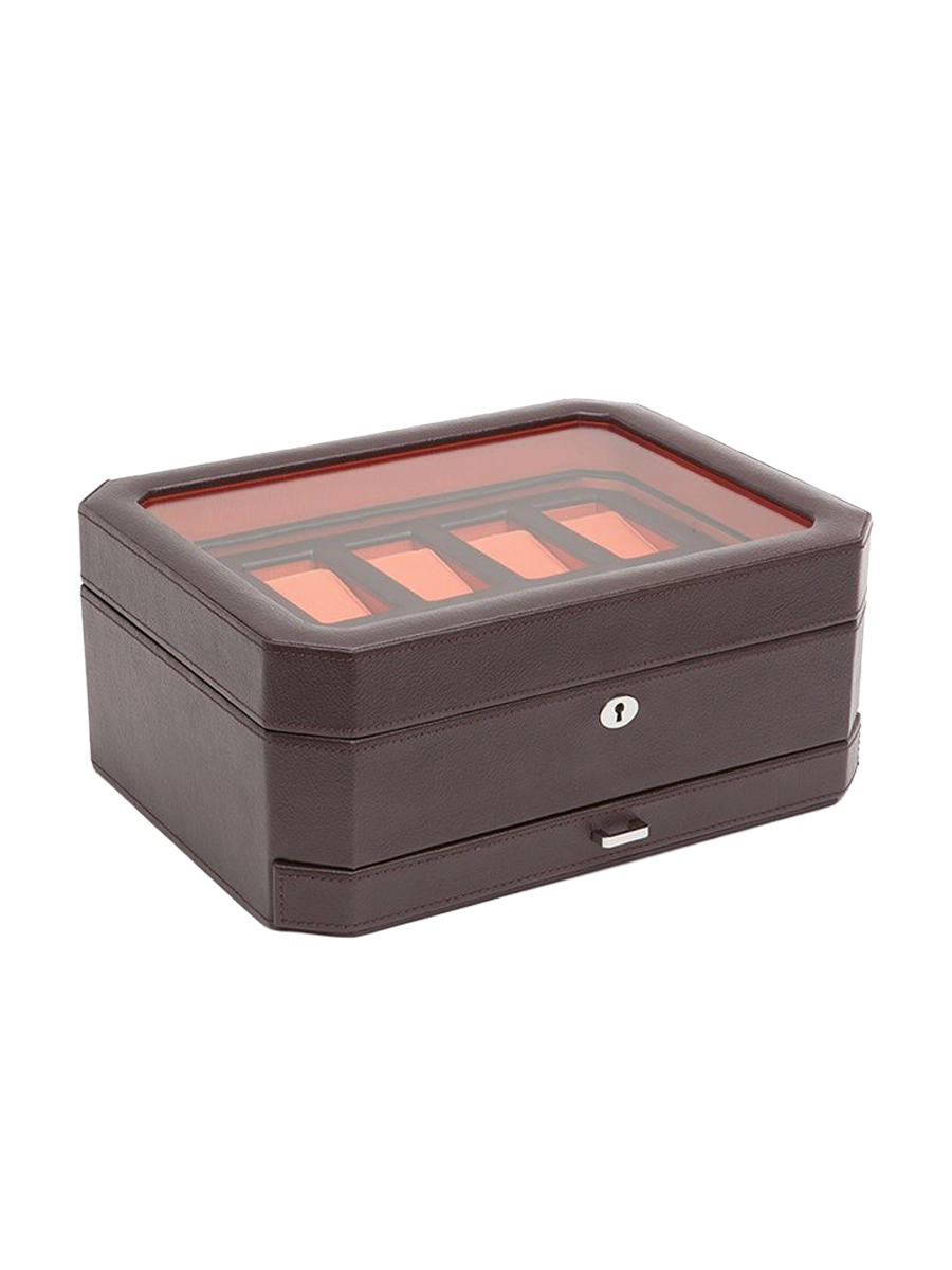 
Boîte à montres « Windsor » pour 10 montres-bracelets avec espace de rangement supplémentaire - Brun / Orange