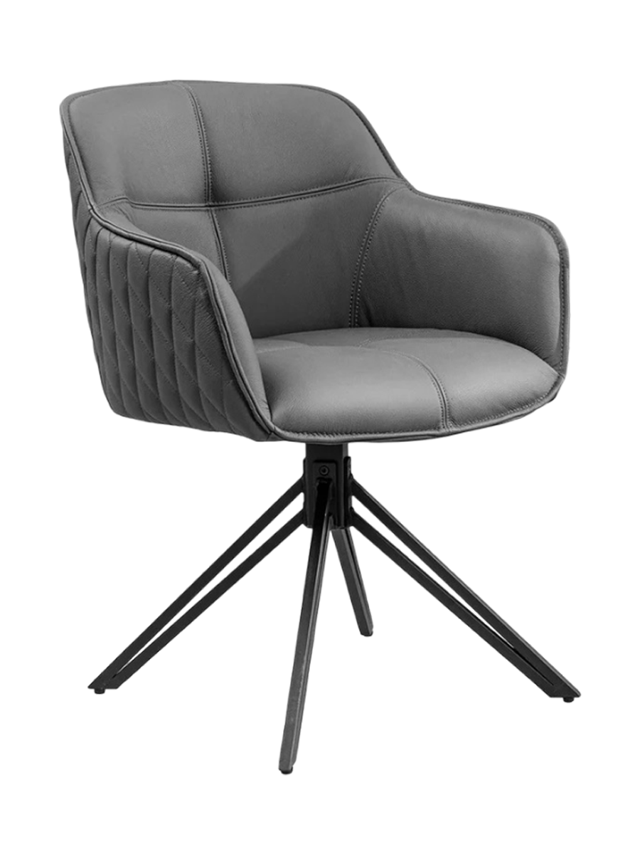
Poltrona girevole in vera pelle “Elefantis” - Grigio