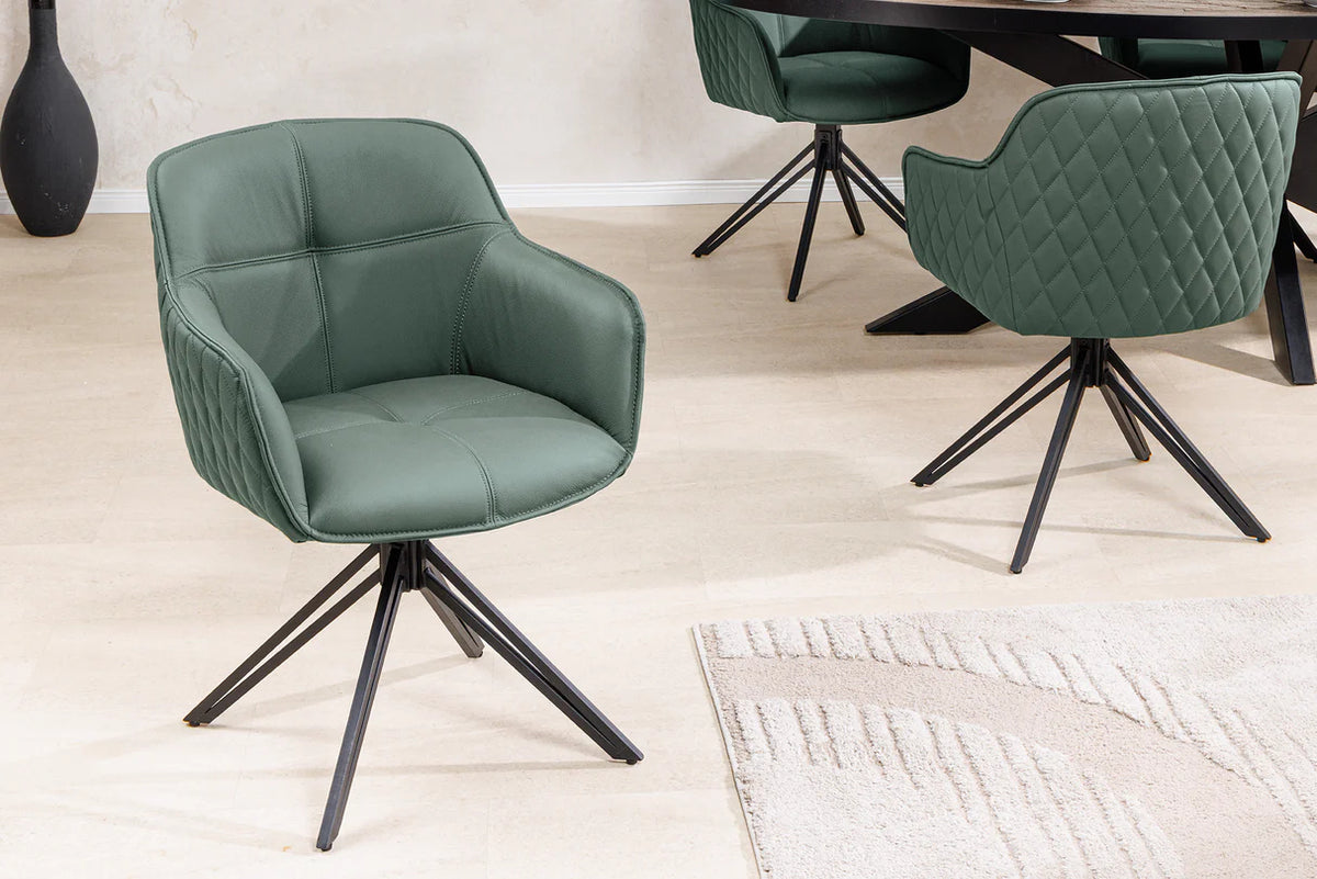 
Poltrona girevole in vera pelle “Elefantis” - Verde