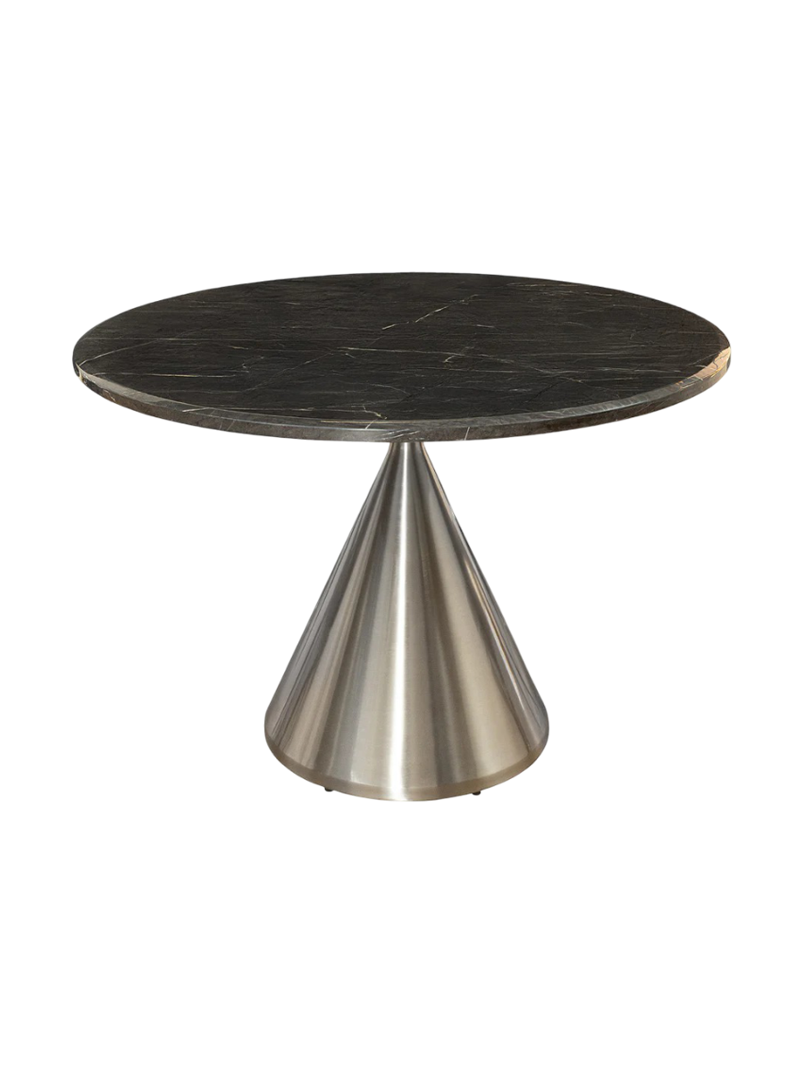 
Runder Marmor Design Esstisch „Elegancia“ Ø 130 cm - Schwarz/Silber