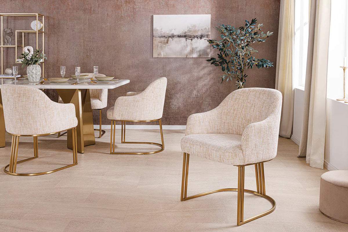 
Sedia di design “Extravaganca” con braccioli - Chenille Beige