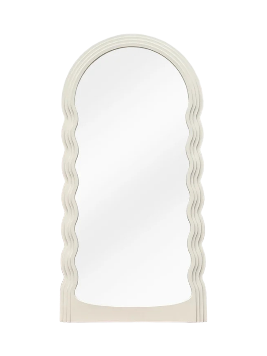 
Large Designer Wall Mirror "Wave" - White