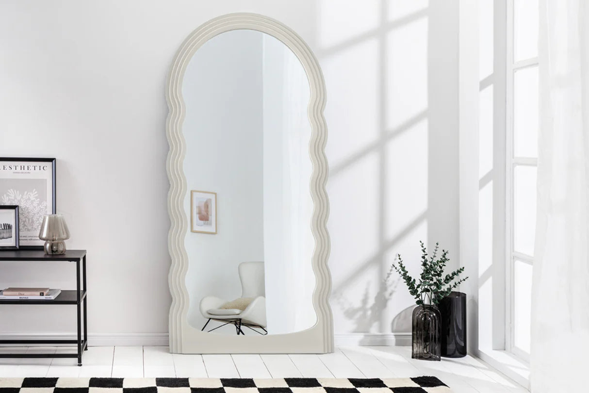 
Large Designer Wall Mirror "Wave" - White