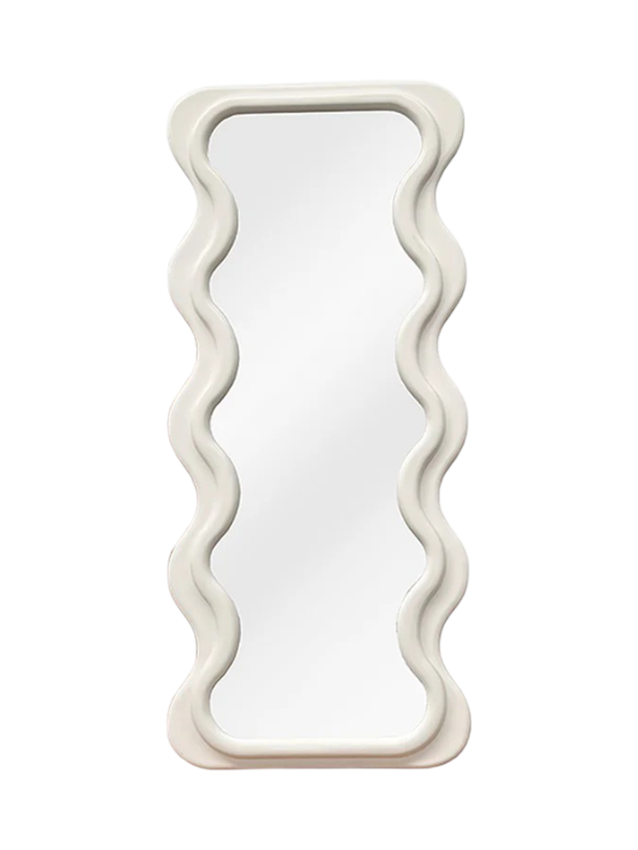 
Large Designer Wall Mirror "Curvy" - White