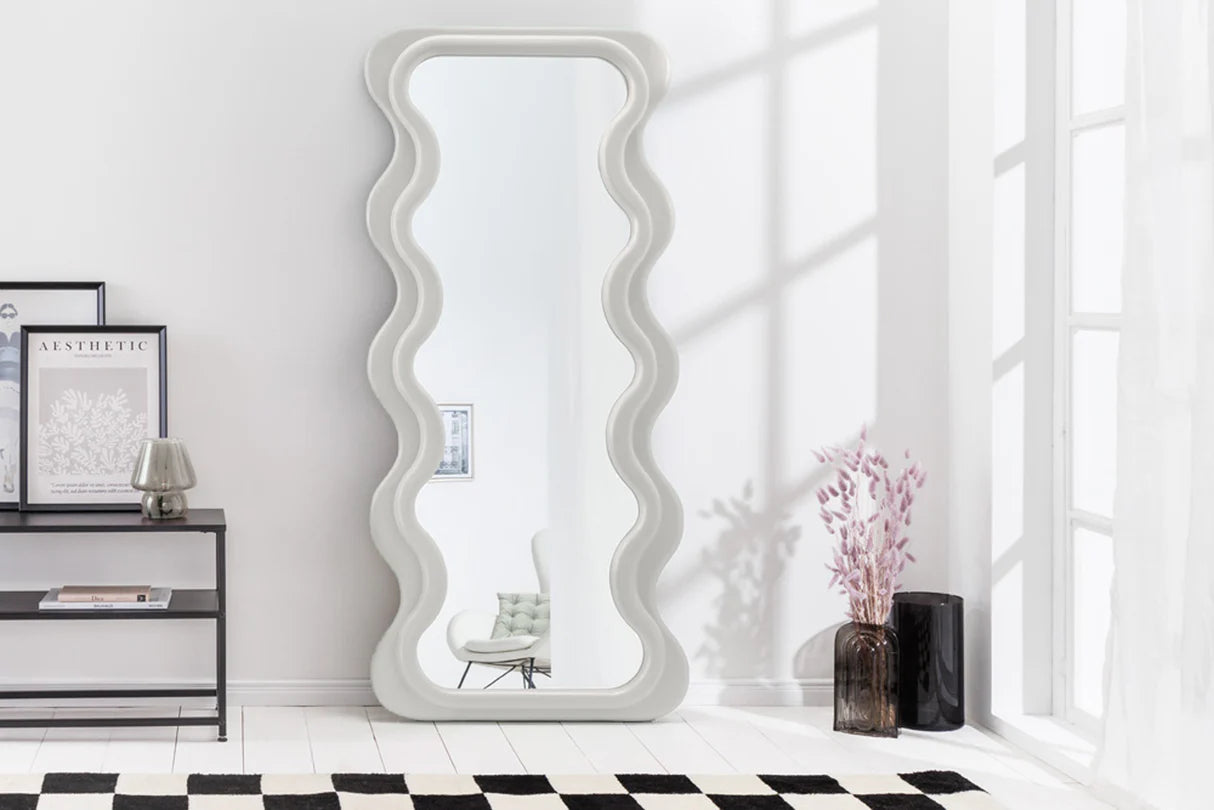 
Large Designer Wall Mirror "Curvy" - White