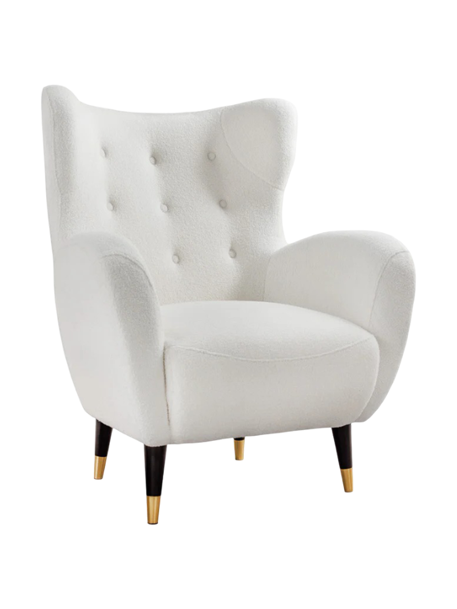 
Fauteuil à oreilles « Don » - Bouclé blanc