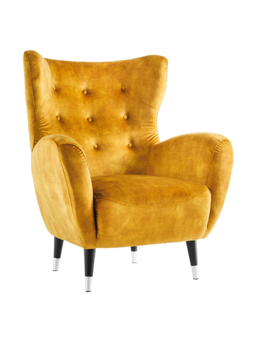 
Fauteuil à oreilles « Don » - Jaune moutarde