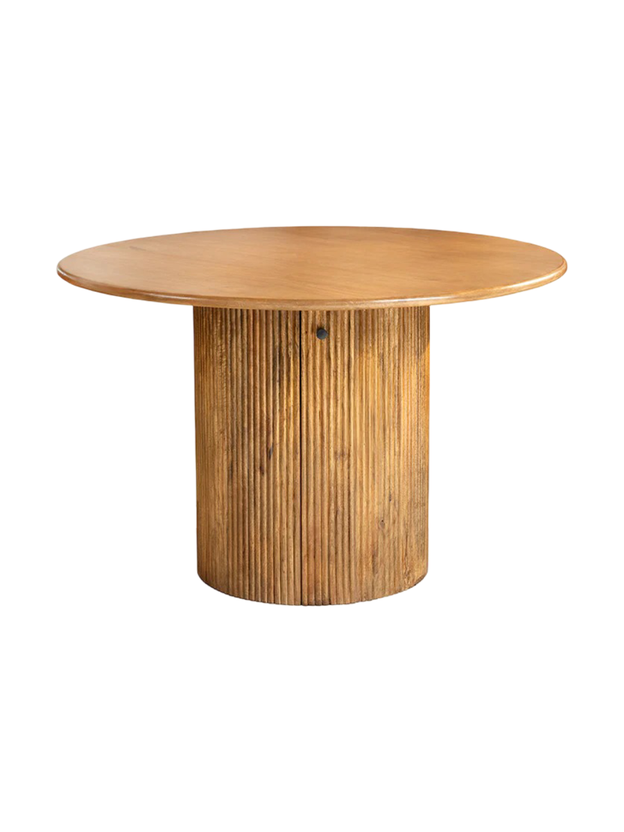 
Runder Massivholz Esstisch „Treasure“ mit Stauraum, Ø 120 cm