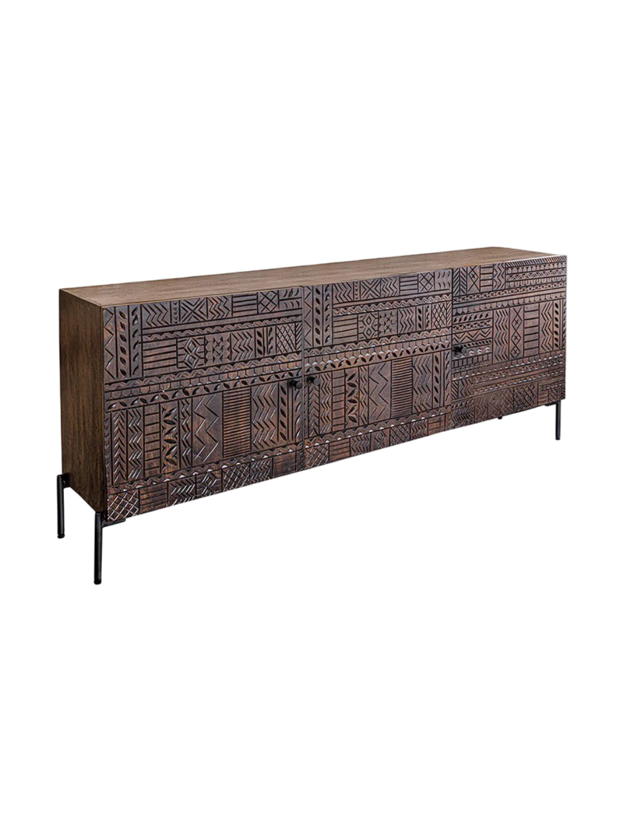 
Buffet design en bois massif « Tribalo » avec effet 3D