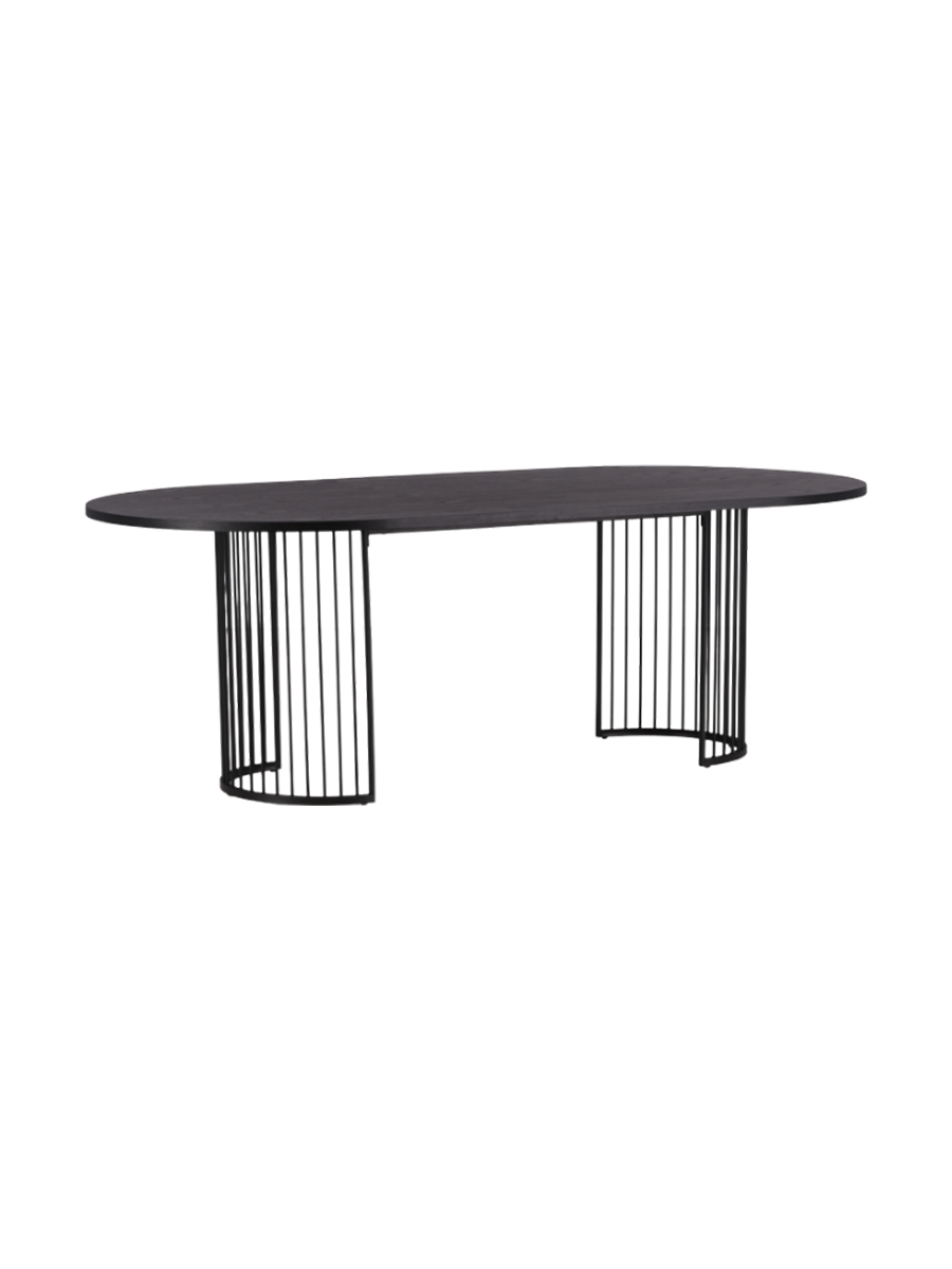 
Table à manger design ovale "Hamneskär" - 220 x 110 cm - Noir