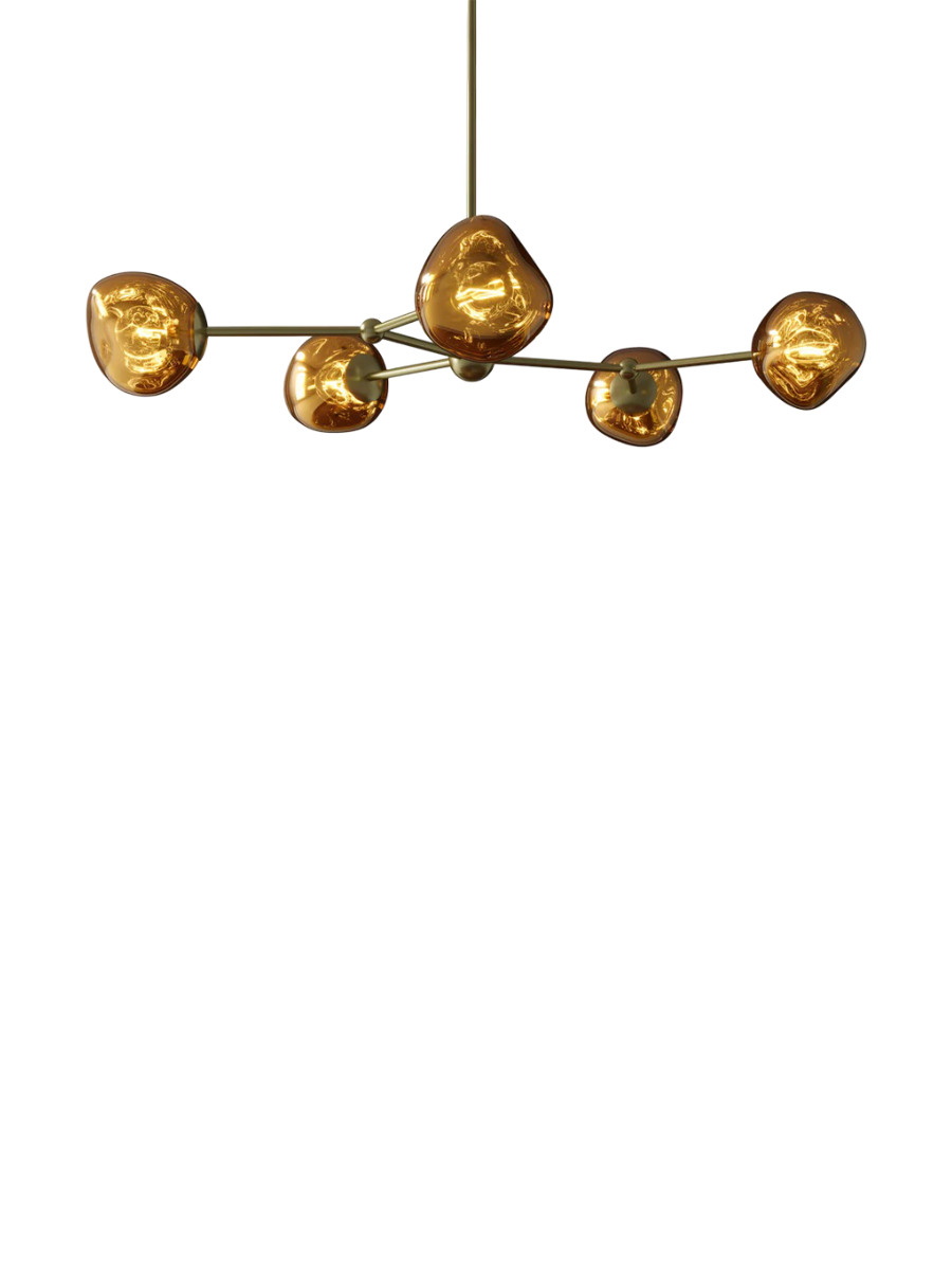 
Suspension design « Liquid Diamond », 5 lumières - Or