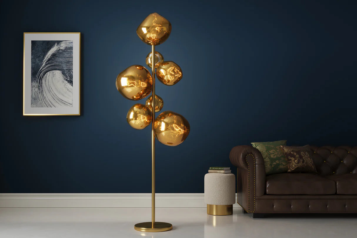 
"Liquid Diamond" Designer Floor Lamp - Gold