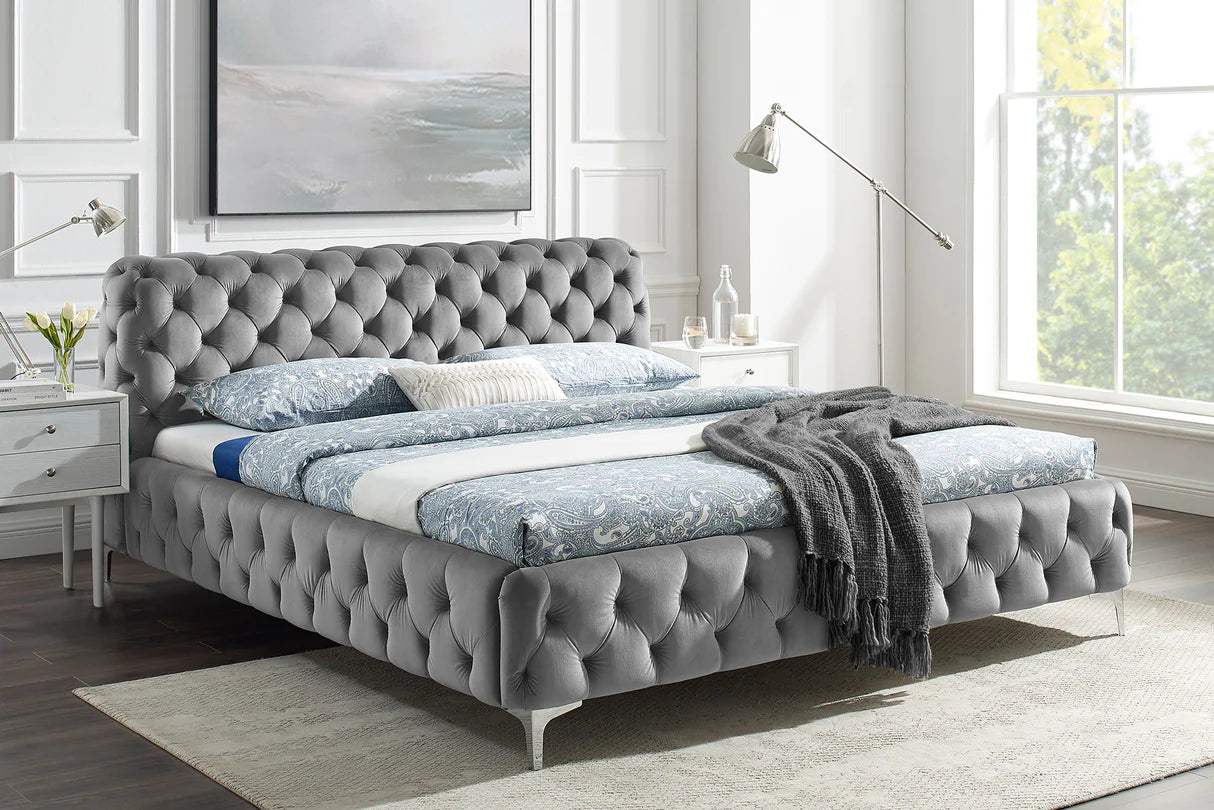 
Cadre de lit design « Baroque Moderne », différentes tailles - 160 x 200 cm / Gris