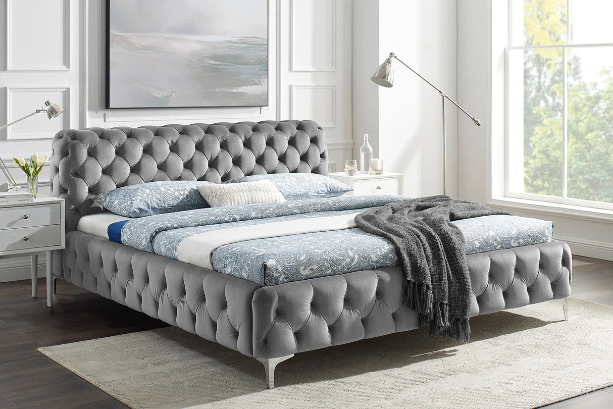 
Cadre de lit design « Baroque Moderne », différentes tailles - 180 x 200 cm / Gris
