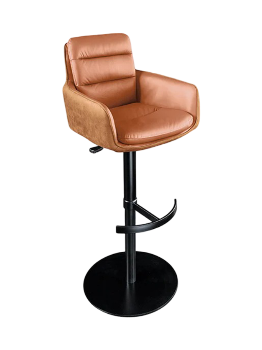 
360° drehbarer Echtleder Barstuhl „Big Lewis“ - Echtleder Cognac