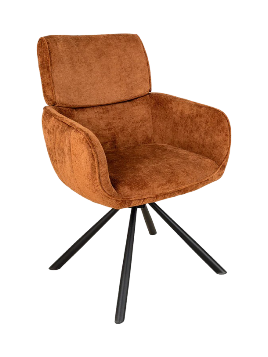 
180° drehbarer Designstuhl „Uniquo“ mit Armlehnen - Chenille Terracotta