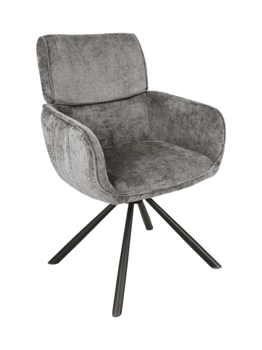 
180° drehbarer Designstuhl „Uniquo“ mit Armlehnen - Chenille Grau