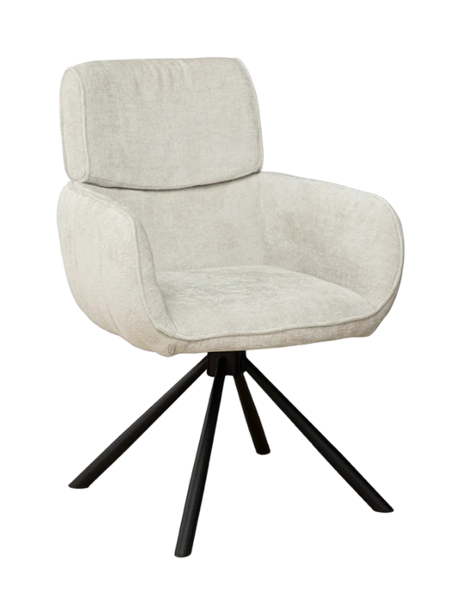 
180° drehbarer Designstuhl „Uniquo“ mit Armlehnen - Chenille Champagner